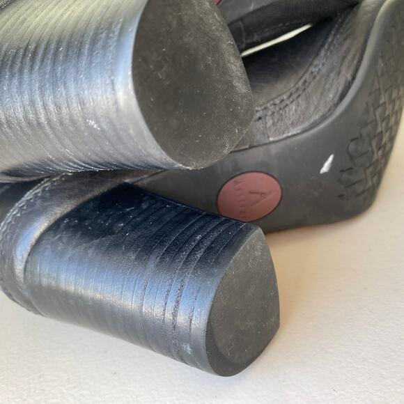 Clarks Artisan Mid Calf Heeled Boots Cinched Shaft 80s Style Women Sz 10 Leather - Picture 12 of 16